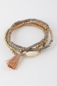 Coral Seashell Bracelet Set