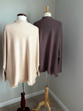 Load image into Gallery viewer, The Everest Fringe Sweater Poncho - Oatmeal