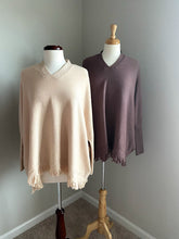 Load image into Gallery viewer, The Everest Fringe Poncho Sweater - Ash Mocha