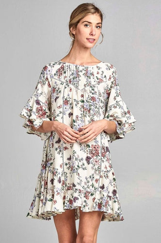 The Ava Floral Ruffle Sleeve Dress