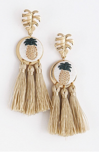 Royal Pineapple Tassel Earrings