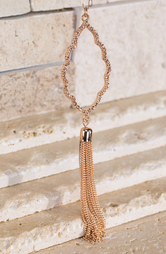 The Jolie Pendant Tassel Necklace - Rose Gold