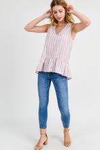 Load image into Gallery viewer, The Charlotte Striped V-Neck Peplum Top