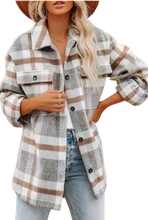 Load image into Gallery viewer, The Shea Plaid Shacket - Grey/Taupe
