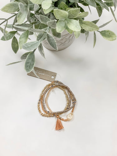 Coral Seashell Bracelet Set