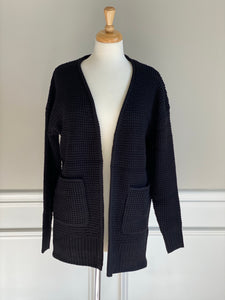The Willow Waffle Knit Cardigan - Black