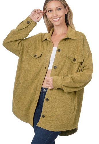 The Melodie Oversized Shacket - Dusty Olive