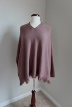 Load image into Gallery viewer, The Everest Fringe Poncho Sweater - Ash Mocha