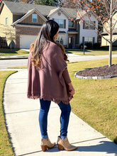 Load image into Gallery viewer, The Everest Fringe Poncho Sweater - Ash Mocha