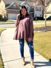 Load image into Gallery viewer, The Everest Fringe Poncho Sweater - Ash Mocha