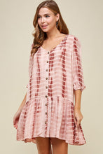 Load image into Gallery viewer, The Evelyn Tie Dye Drop Waist Dress - Rose