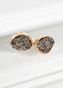 The Adalyn Dainty Drusy Stud Earrings in Platinum