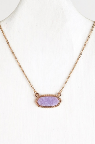 The Olivia  Drusy Pennant Necklace in Lavender
