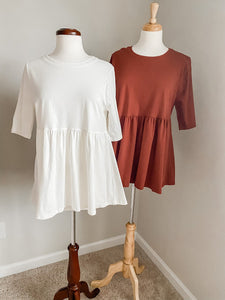 The Olivia Woven Empire Waist Top - Rust