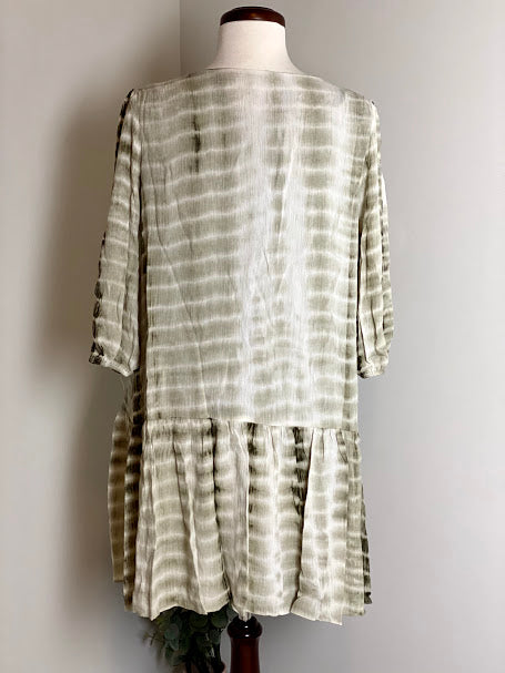 The Evelyn Tie Dye Drop Waist Dress - Olive Medium The Evelyn Tie Dye Drop Waist Dress - Olive Medium