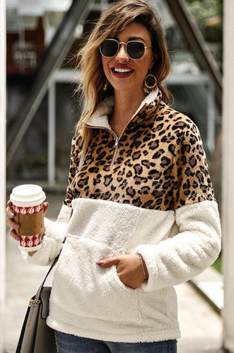 The Aspen Leopard Sherpa Pullover Sweater