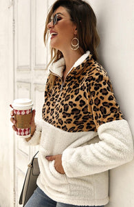 The Aspen Leopard Sherpa Pullover Sweater