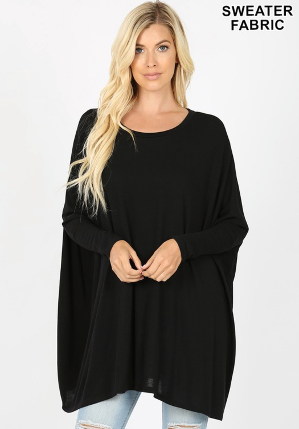 The Melody Oversized Tunic Top - Black