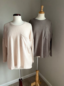 The Lana Oversized Thermal Top - Ash Mocha