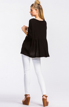 Load image into Gallery viewer, The Rylee Peplum V-Neck Thermal Top - Black