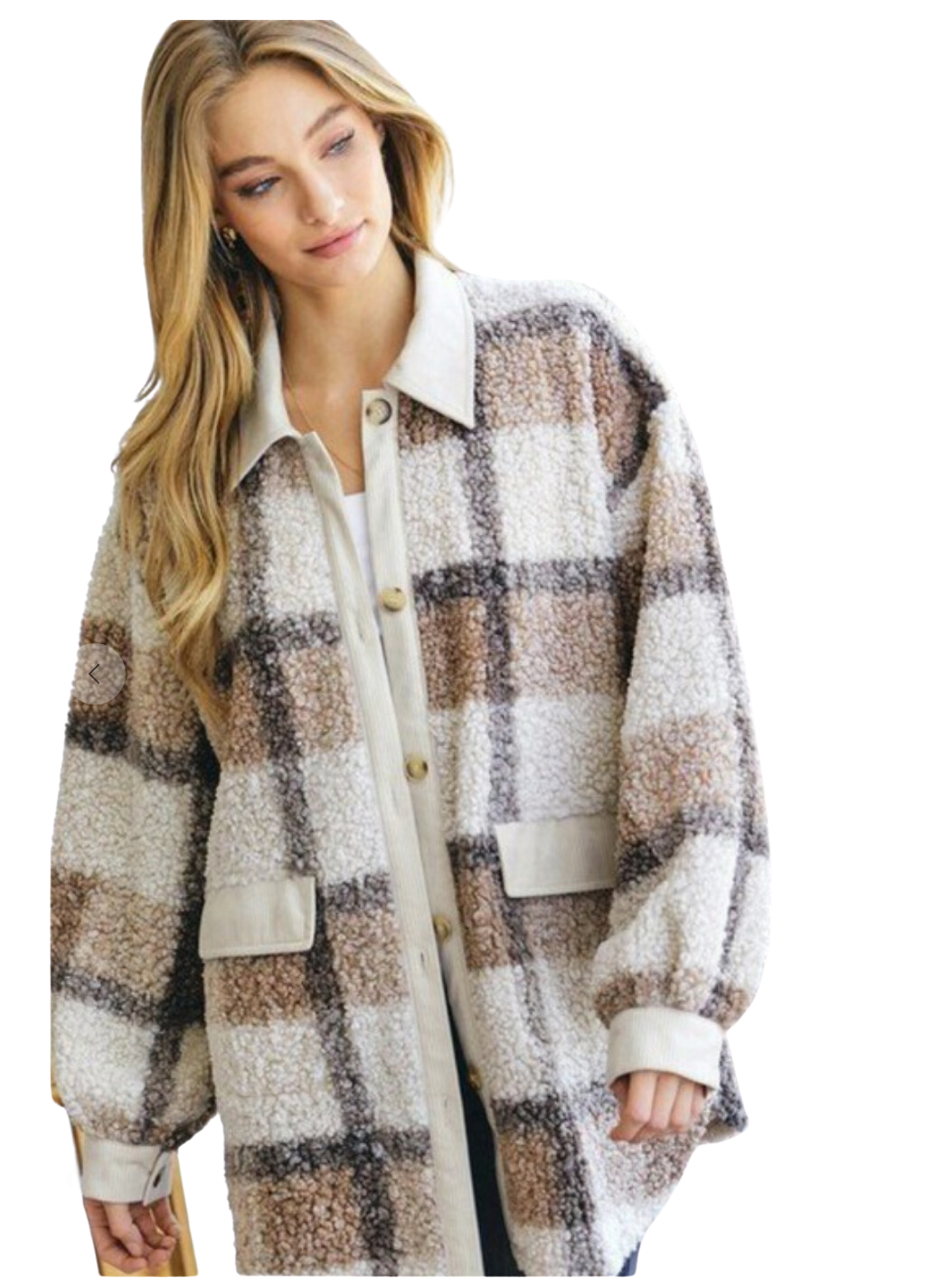 Sherpa top plaid pullover