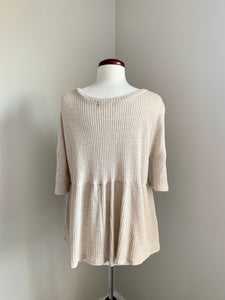 The Rylee Peplum V-Neck Thermal Top - Taupe