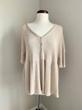 Load image into Gallery viewer, The Rylee Peplum V-Neck Thermal Top - Taupe