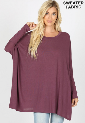 The Melody Oversized Tunic Top - Eggplant