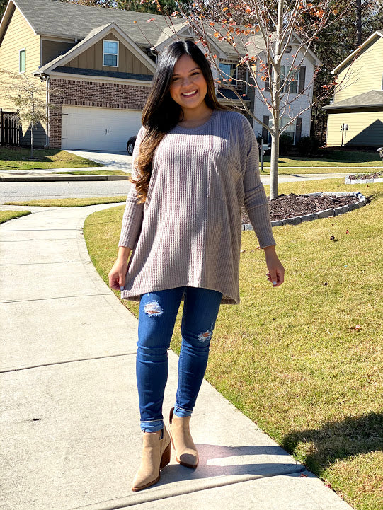 The Lana Oversized Thermal Top - Ash Mocha